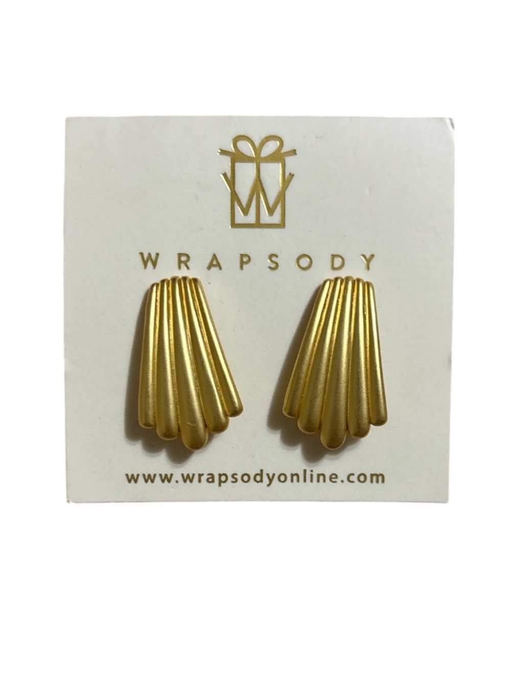 Gold Fan Drop Stud Earrings - Picture 2 of 4